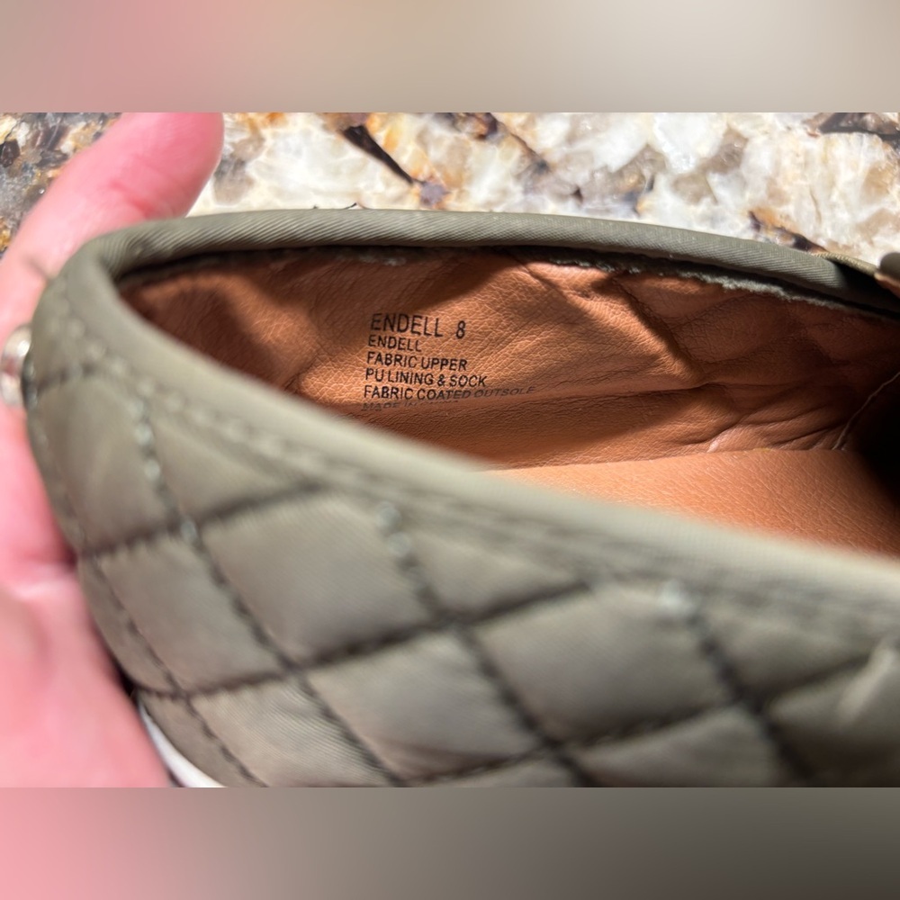 Steve Madden  Quilted Olive Slip-On Loafers - Picture 5 of 9